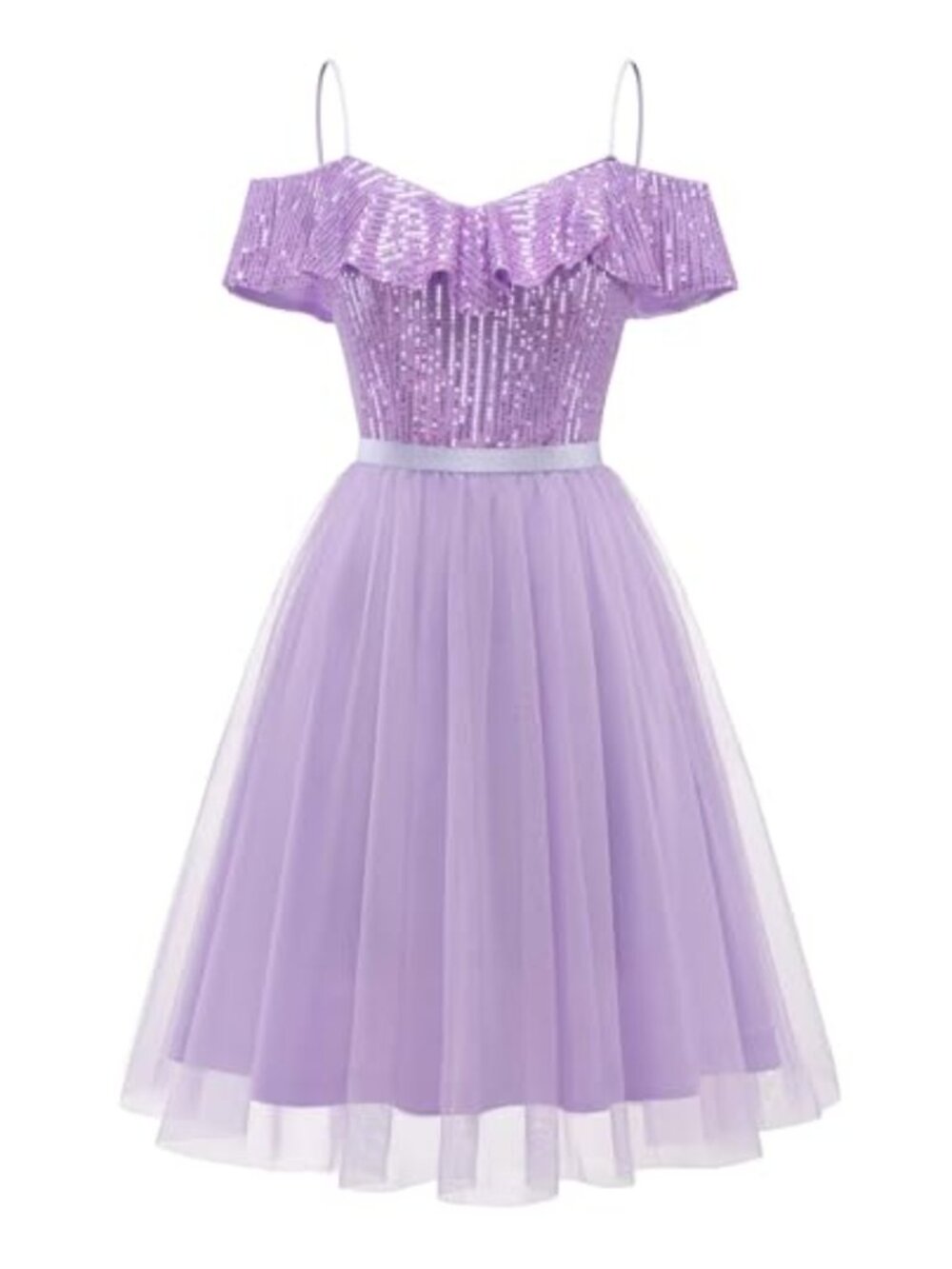 Wedtrend Sequin Dress Spaghetti Strap Glitter Short Prom Semi Formal